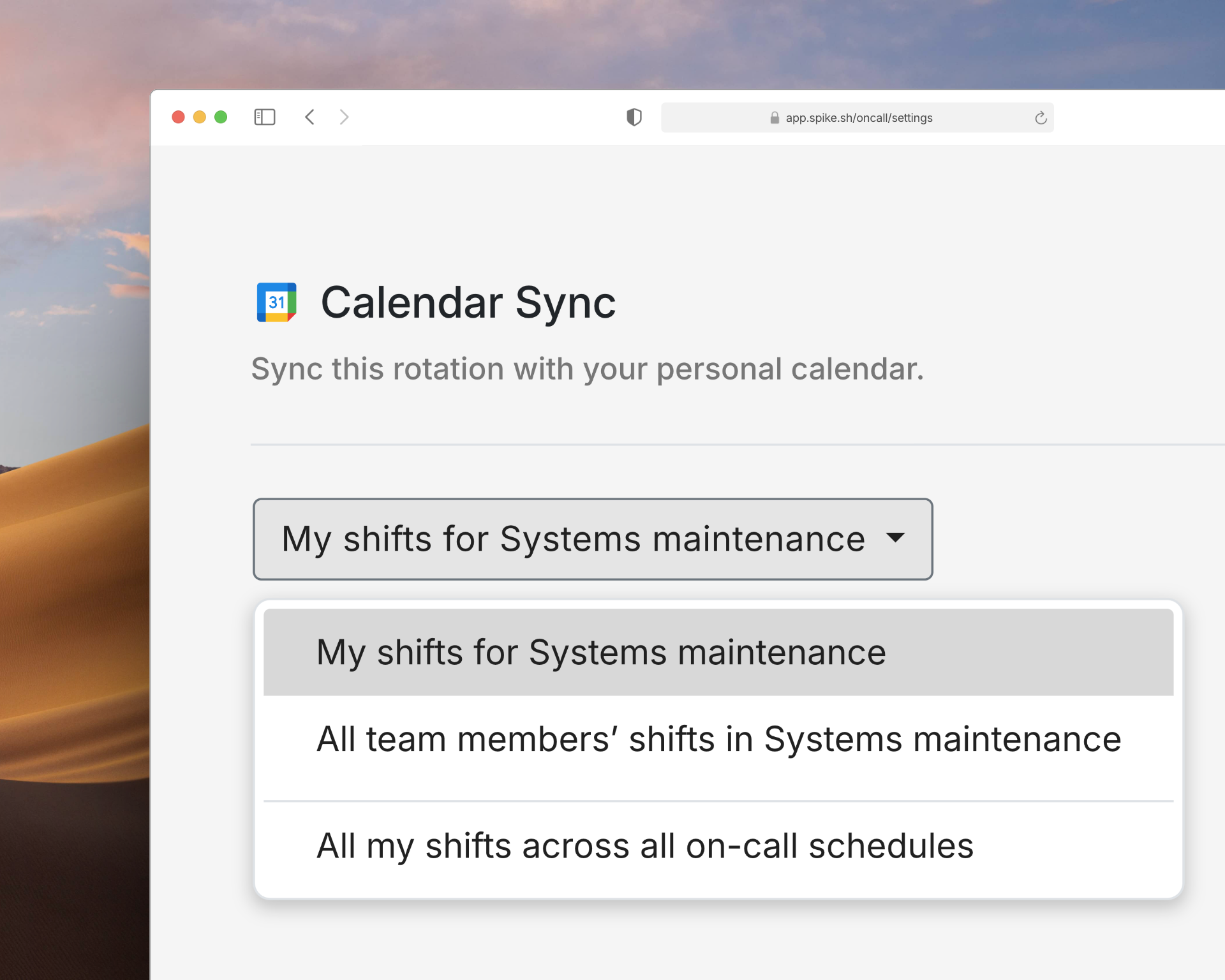 New on-call calendar sync options