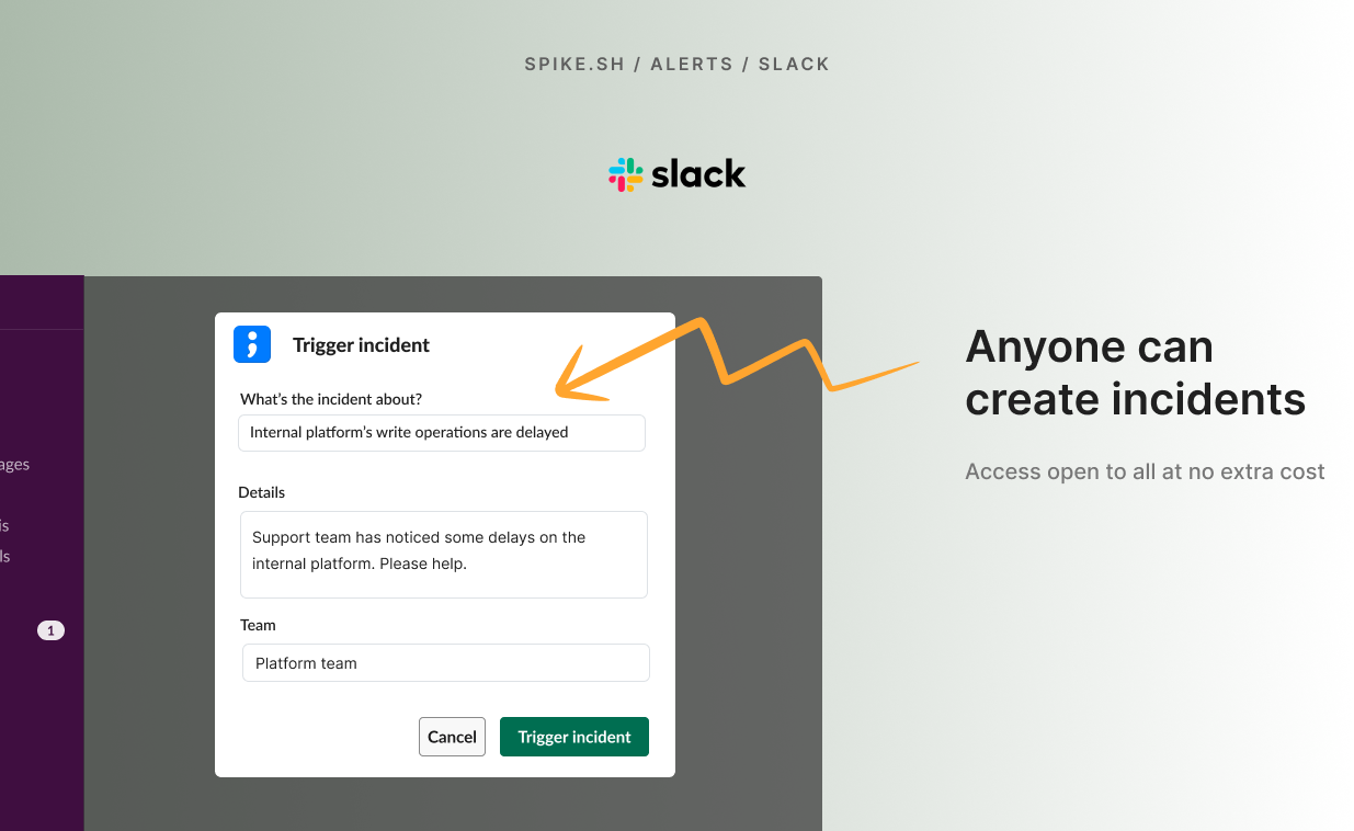 Incident creation from Slack